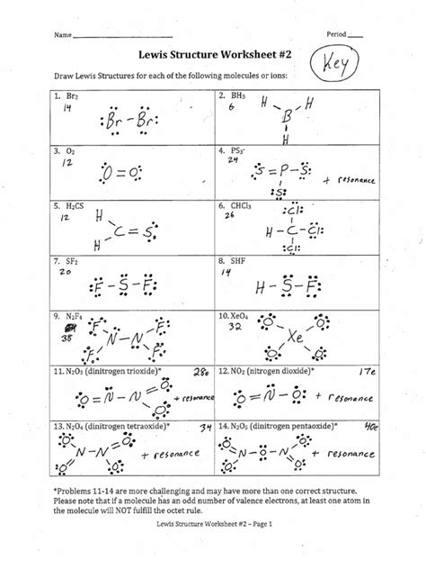LEWIS STRUCTURES PRACTICE WORKSHEET Draw the Lewis Structures for each of the following molecules. . Lewis dot structure mega worksheet pdf with answers
